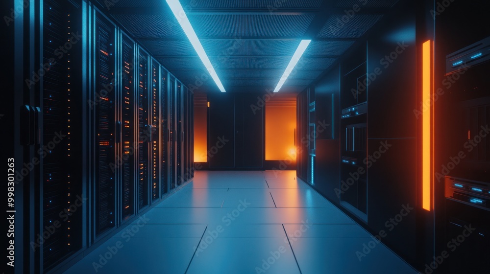 Server Room with Neon Lights Server Room with Neon Lights