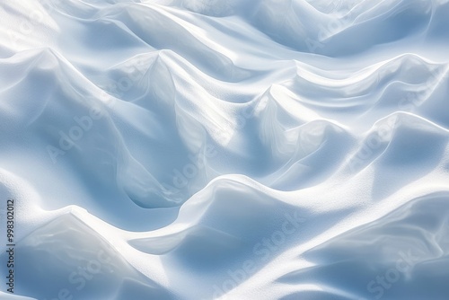 Abstract Snowy Landscape with Wavy Surface and Light Reflections