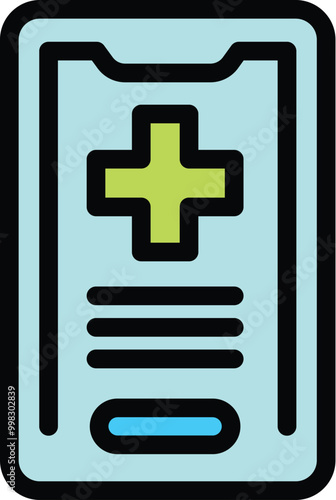 Smartphone displaying electronic health record with green cross symbol, emphasizing digital healthcare management