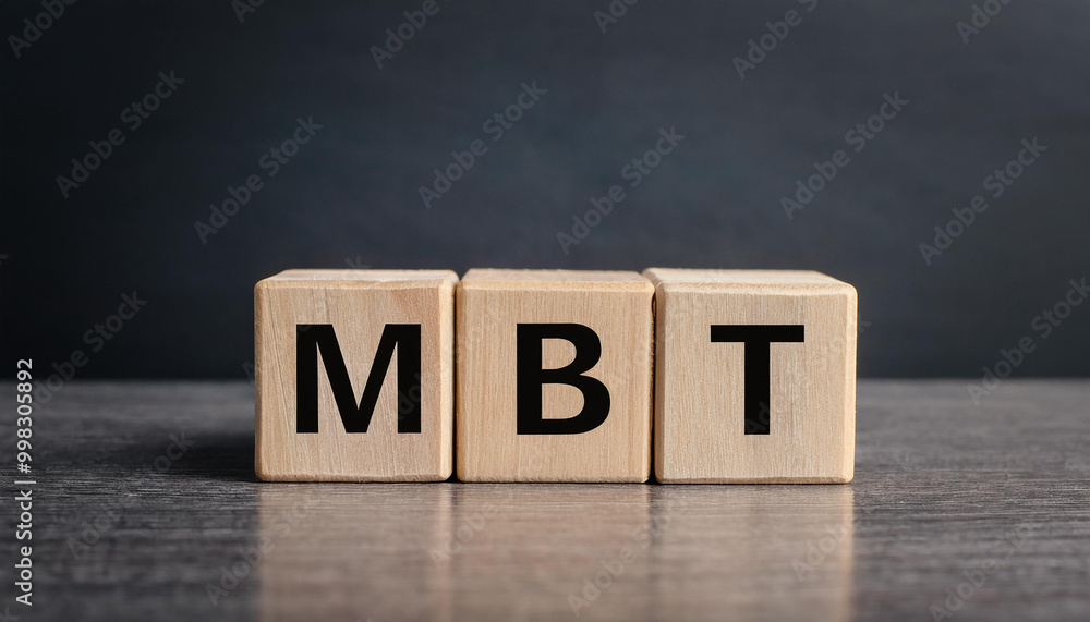 Wooden cubes with abbreviation MBT. Mindfulness-Based Therapy. Military Battle Tank. Wooden cubes with abbreviation MBT. Mindfulness-Based Therapy. Military Battle Tank.