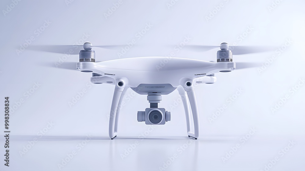 A sleek, white drone with four propellers, designed for aerial photography and videography, showcasing modern technology and innovation. A sleek, white drone with four propellers, designed for aerial photography and videography, showcasing modern technology and innovation.