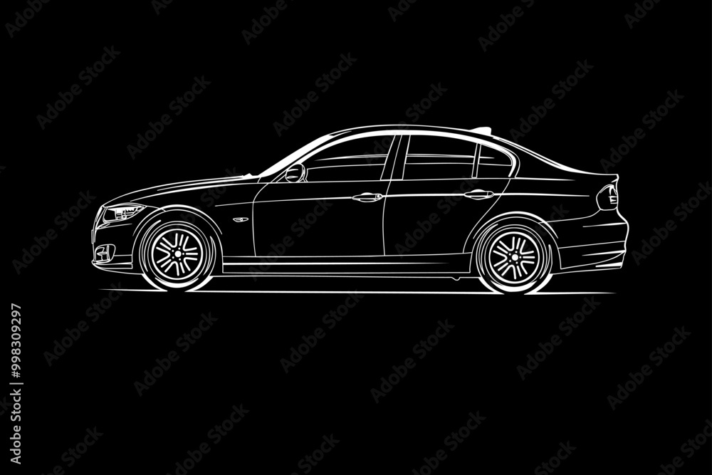 Hand drawn car outline vector image. Vehicle art. Automotive Pattern.