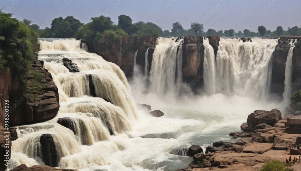 Obraz premium Dhuandhar (Dhuadhar ) waterfalls, Bheraghat, Jabalpur, Madhya Pradesh, INDIA 