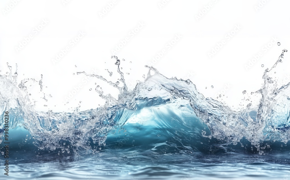 A splash of water on a surface. A wave of liquid water, a clear blue stream, a swirl or spill, pouring water. Swirl of cold water or carbonated drink . Isolated on a white background. A splash of water on a surface. A wave of liquid water, a clear blue stream, a swirl or spill, pouring water. Swirl of cold water or carbonated drink . Isolated on a white background.