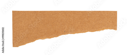 brown kraft paper with torn edges, sign, label, banner paper element, isolated on a transparent background