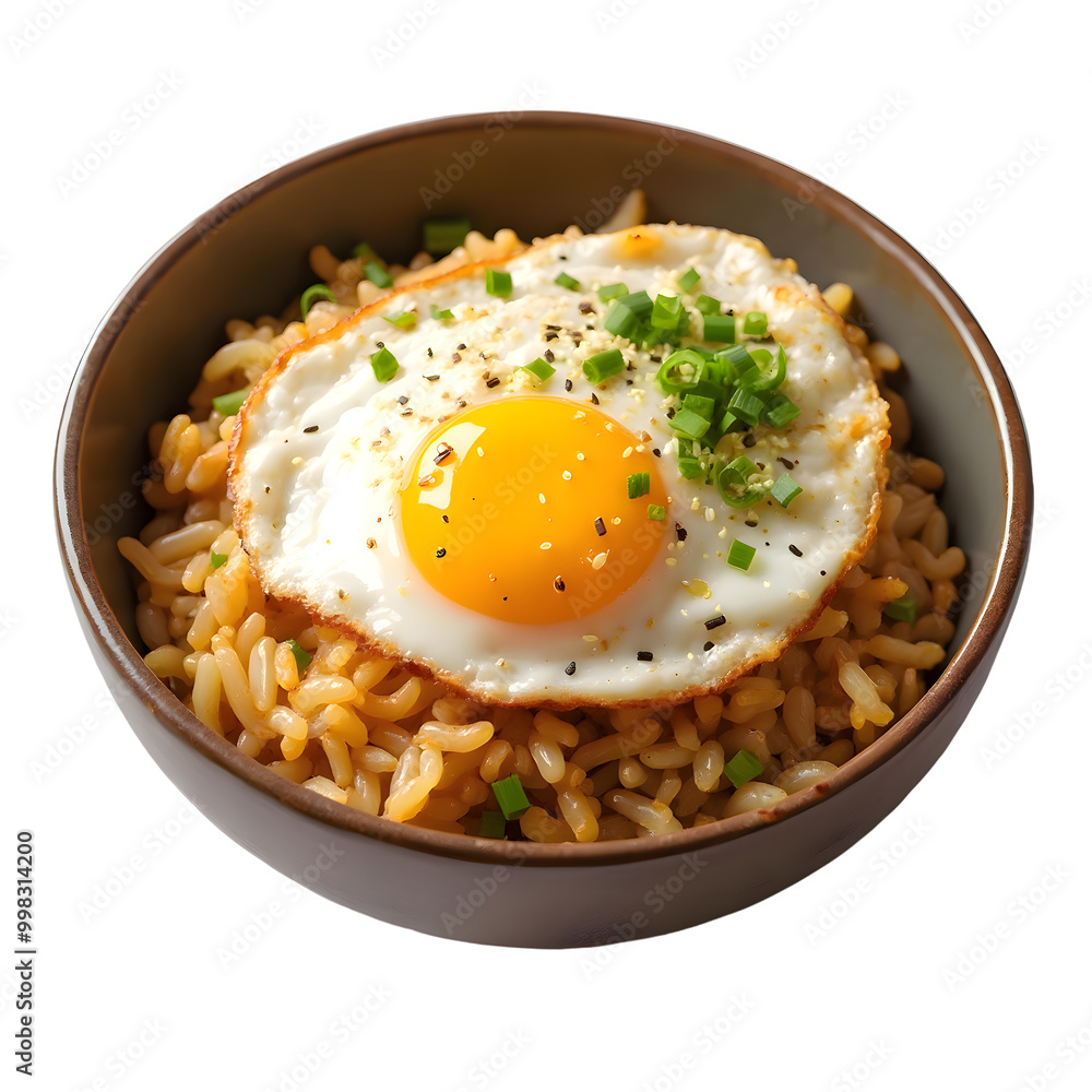 Fried rice with vegetables and chicken isolated on a transparent background Fried rice with vegetables and chicken isolated on a transparent background
