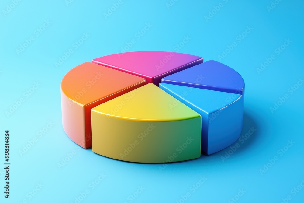Obraz premium Colorful 3D pie chart on a vibrant blue background