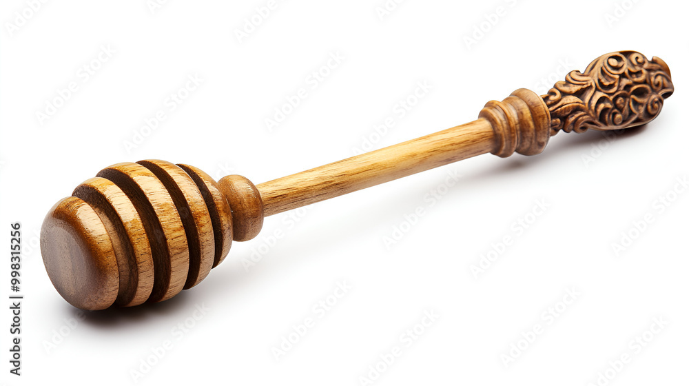 a wooden honey dipper
a wooden honey dipper