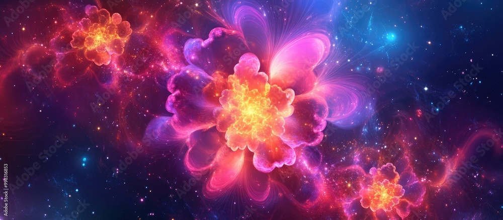 Stunning Abstract Glowing Floral Design in Cosmic Style Stunning Abstract Glowing Floral Design in Cosmic Style
