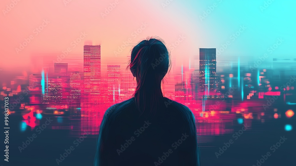 Businesswoman sketching a futuristic cityscape with glowing buildings and ideas, urban creativity, future city concepts in business Businesswoman sketching a futuristic cityscape with glowing buildings and ideas, urban creativity, future city concepts in business