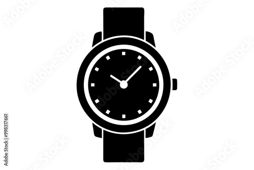 watch silhouette vector illustration, white background