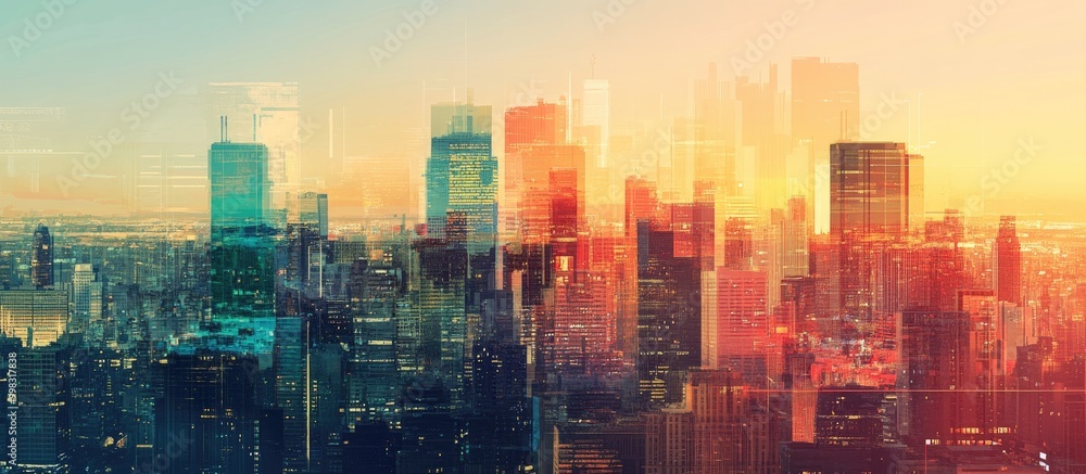 Vibrant city skyline with a blend of modern and historic architecture showcasing the dynamic atmosphere of urban life Vibrant city skyline with a blend of modern and historic architecture showcasing the dynamic atmosphere of urban life