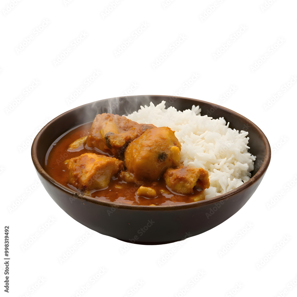 rice with chicken curry isolated on a transparent background rice with chicken curry isolated on a transparent background