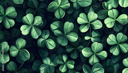 A digital seamless illustration of shamrocks