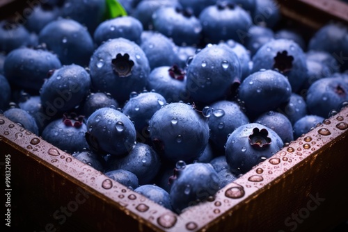 Wallpaper Mural A wooden box full of fresh blueberries Torontodigital.ca