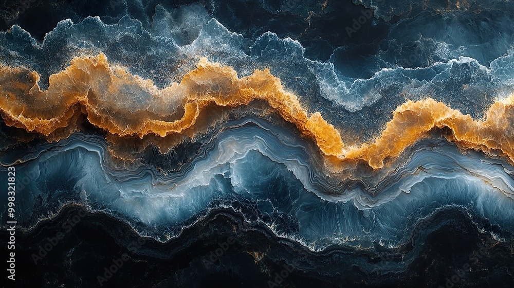 Abstract Blue and Gold Swirling Landscape Abstract Blue and Gold Swirling Landscape