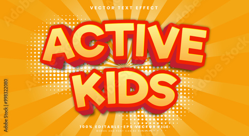 Active Kids Cartoon Style 3d editable text effect Template