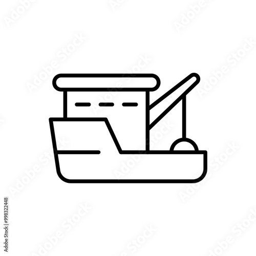 Fishing boat outline icons, minimalist vector illustration ,simple transparent graphic element .Isolated on white background