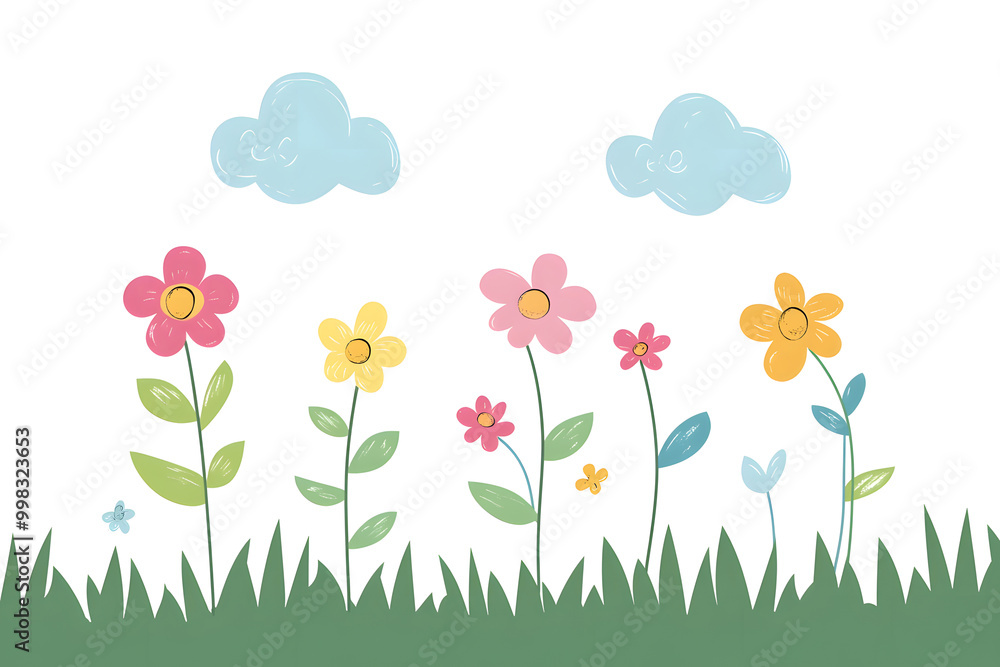 Cute Cartoon Spring Flowers Illustration Design Cute Cartoon Spring Flowers Illustration Design