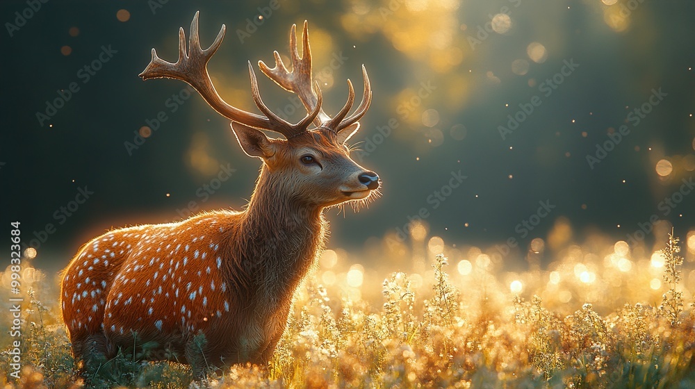 Majestic Spotted Deer in Golden Sunlight - Wildlife Photography Majestic Spotted Deer in Golden Sunlight - Wildlife Photography