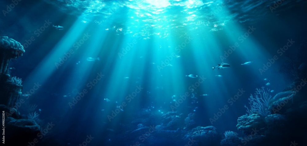 An underwater city inhabited by mythical creatures An underwater city inhabited by mythical creatures