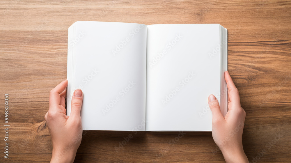 A person is opening blank book, ready to write their thoughts and ideas. clean pages invite creativity and inspiration, perfect for journaling or note taking A person is opening blank book, ready to write their thoughts and ideas. clean pages invite creativity and inspiration, perfect for journaling or note taking