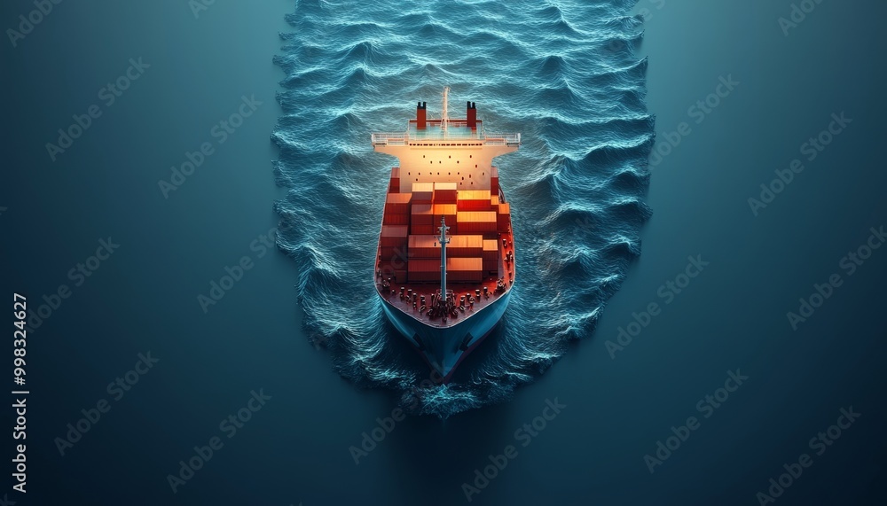 Polygonal 3D Cargo Ship Illustration, a stylized representation of a cargo vessel in a geometric design, showcasing intricate details and form. Polygonal 3D Cargo Ship Illustration, a stylized representation of a cargo vessel in a geometric design, showcasing intricate details and form.