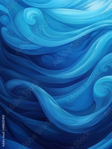 Intertwined flowing waves in blue tones