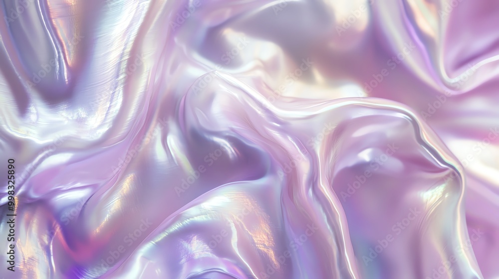 Obraz premium Soft pastel satin fabric with delicate, flowing waves creating an elegant and dreamy texture. Ideal for backgrounds and designs.