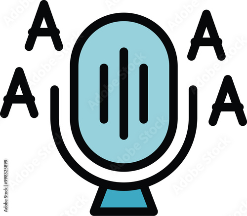 This icon features a microphone converting audio waves to text with letters a, representing the concept of speech recognition