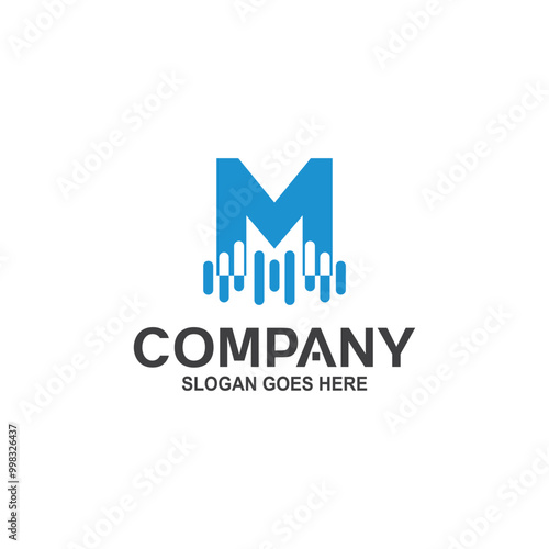 Letter m sound wave logo vector