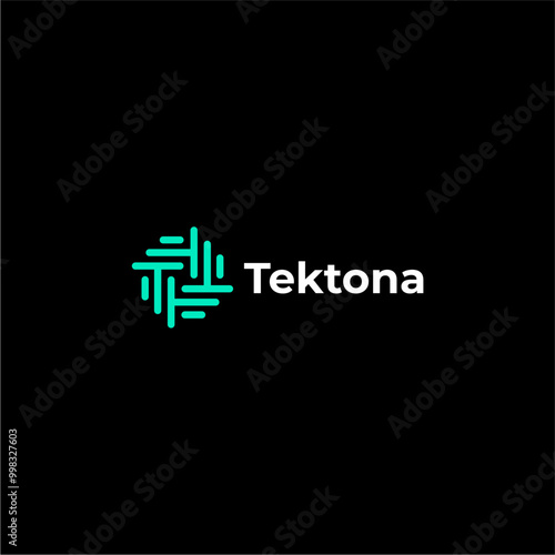 letter T logo design with woven icon, technology logo design template