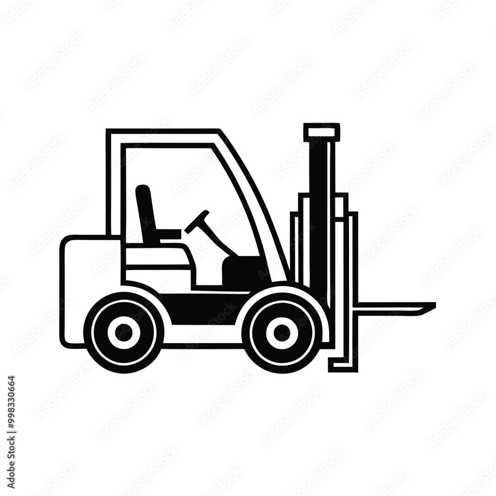 a forklift truck icon, vector silhouette, isolated on white background a forklift truck icon, vector silhouette, isolated on white background