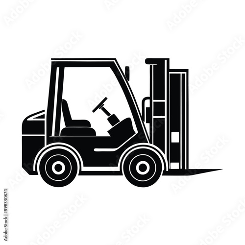 a forklift truck icon, vector silhouette, isolated on white background 