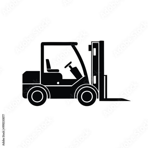 a forklift truck icon, vector silhouette, isolated on white background 