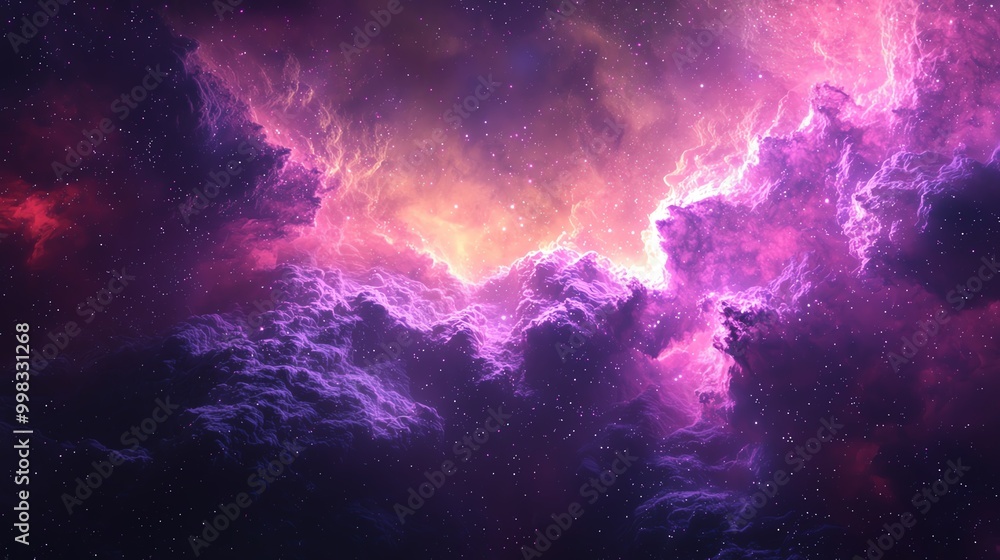 Cosmic nebula, gaseous blooms, star formations, 3D illustration Cosmic nebula, gaseous blooms, star formations, 3D illustration