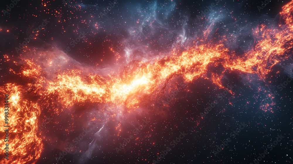Cosmic rift, tearing through space, glowing energy, 3D illustration Cosmic rift, tearing through space, glowing energy, 3D illustration