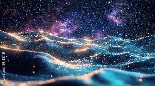 Cosmic sands, drifting particles, starspeckled space, 3D illustration photo