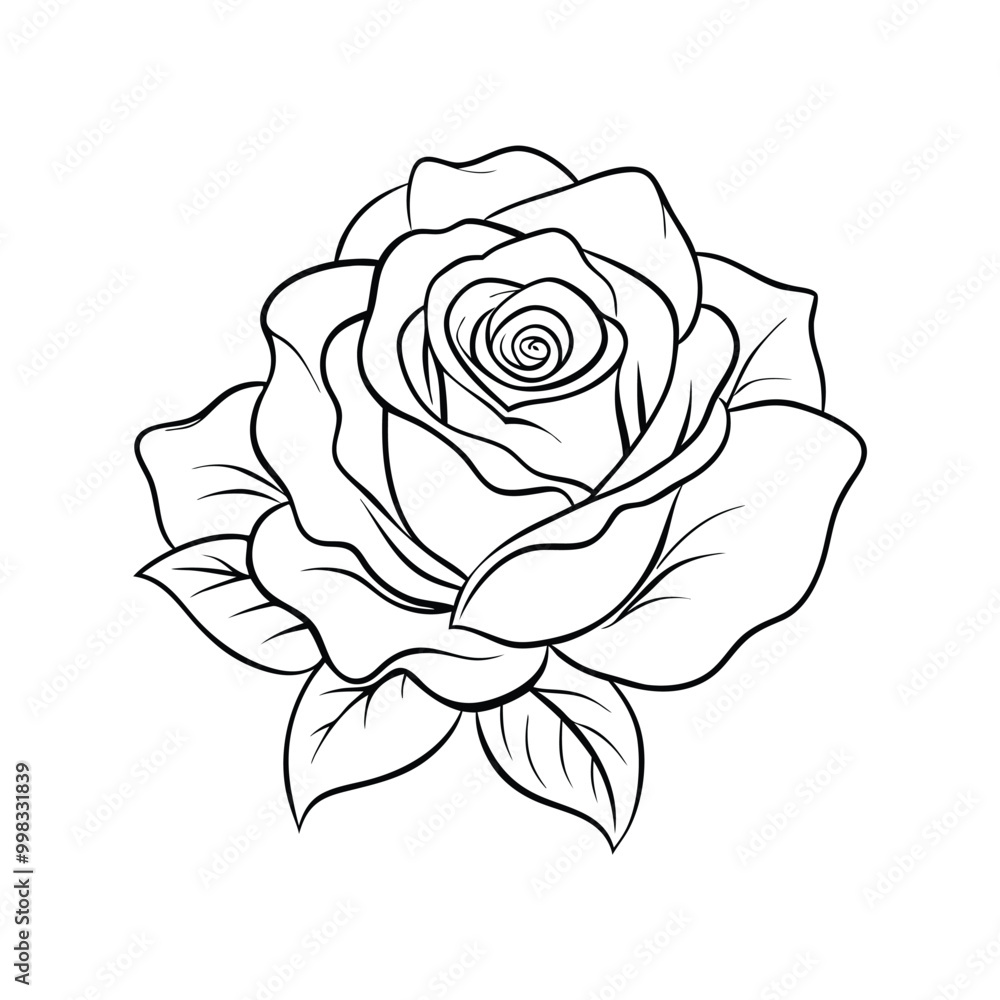a rose outline vector, isolated on white background a rose outline vector, isolated on white background