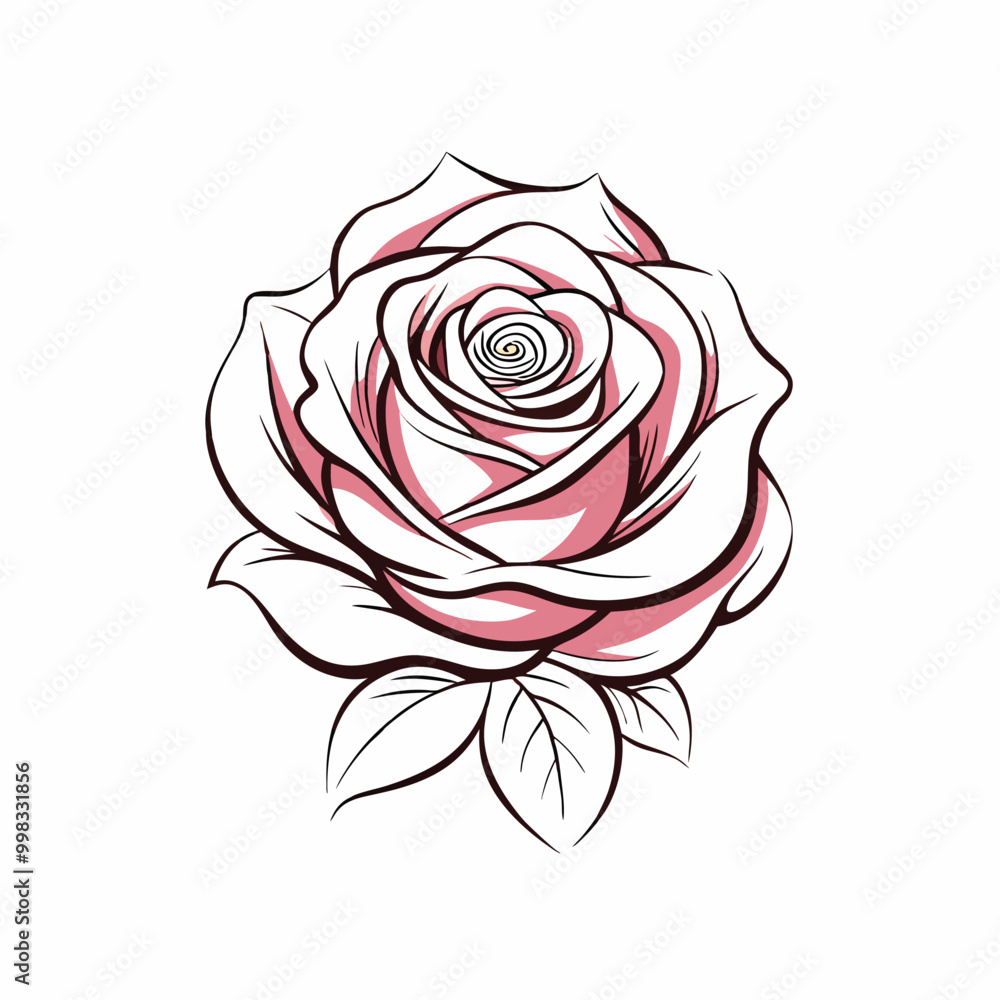 a rose outline vector, isolated on white background a rose outline vector, isolated on white background
