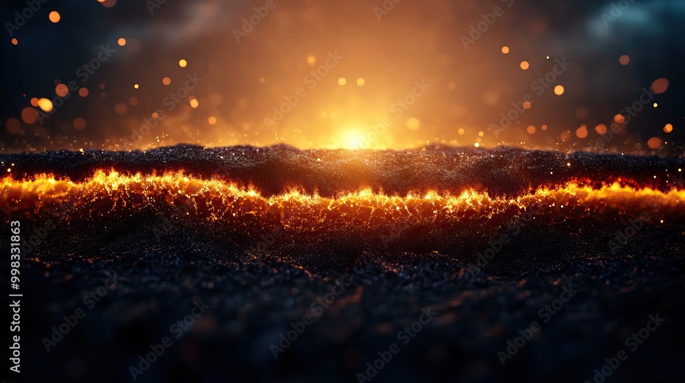 A dramatic view of glowing lava flowing from a volcanic eruption, showcasing the intense energy and natural beauty of Earth's volcanic landscape. A dramatic view of glowing lava flowing from a volcanic eruption, showcasing the intense energy and natural beauty of Earth's volcanic landscape.