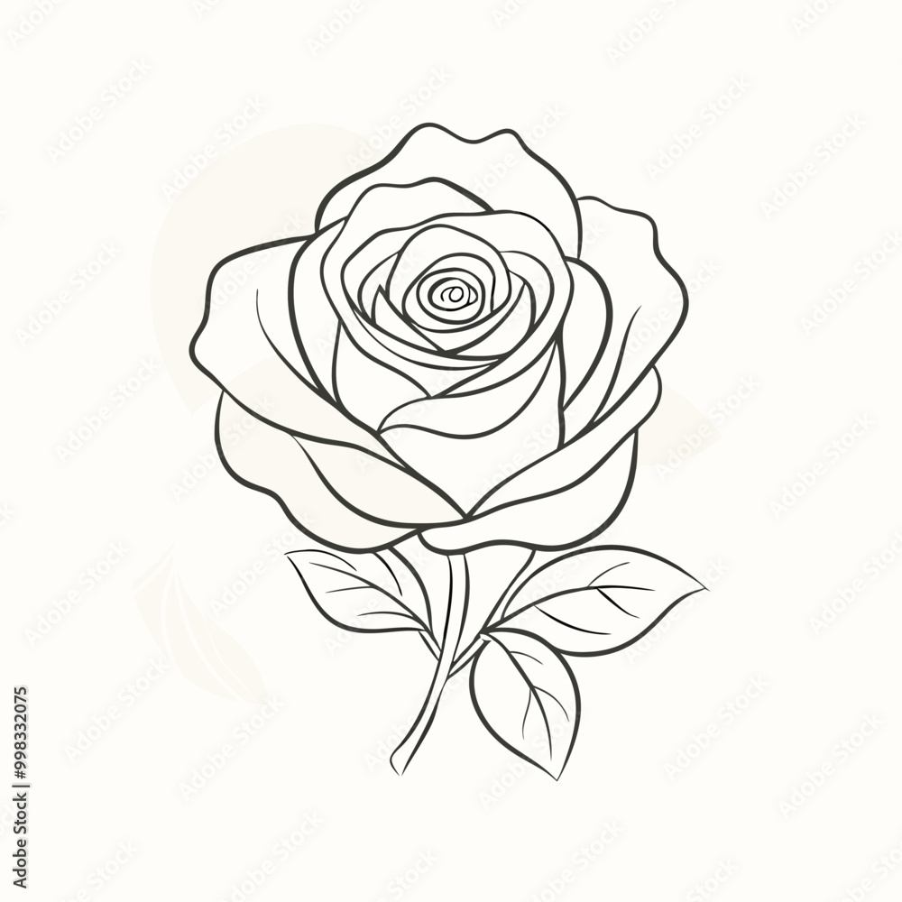 custom made wallpaper toronto digitala rose outline vector, isolated on white background