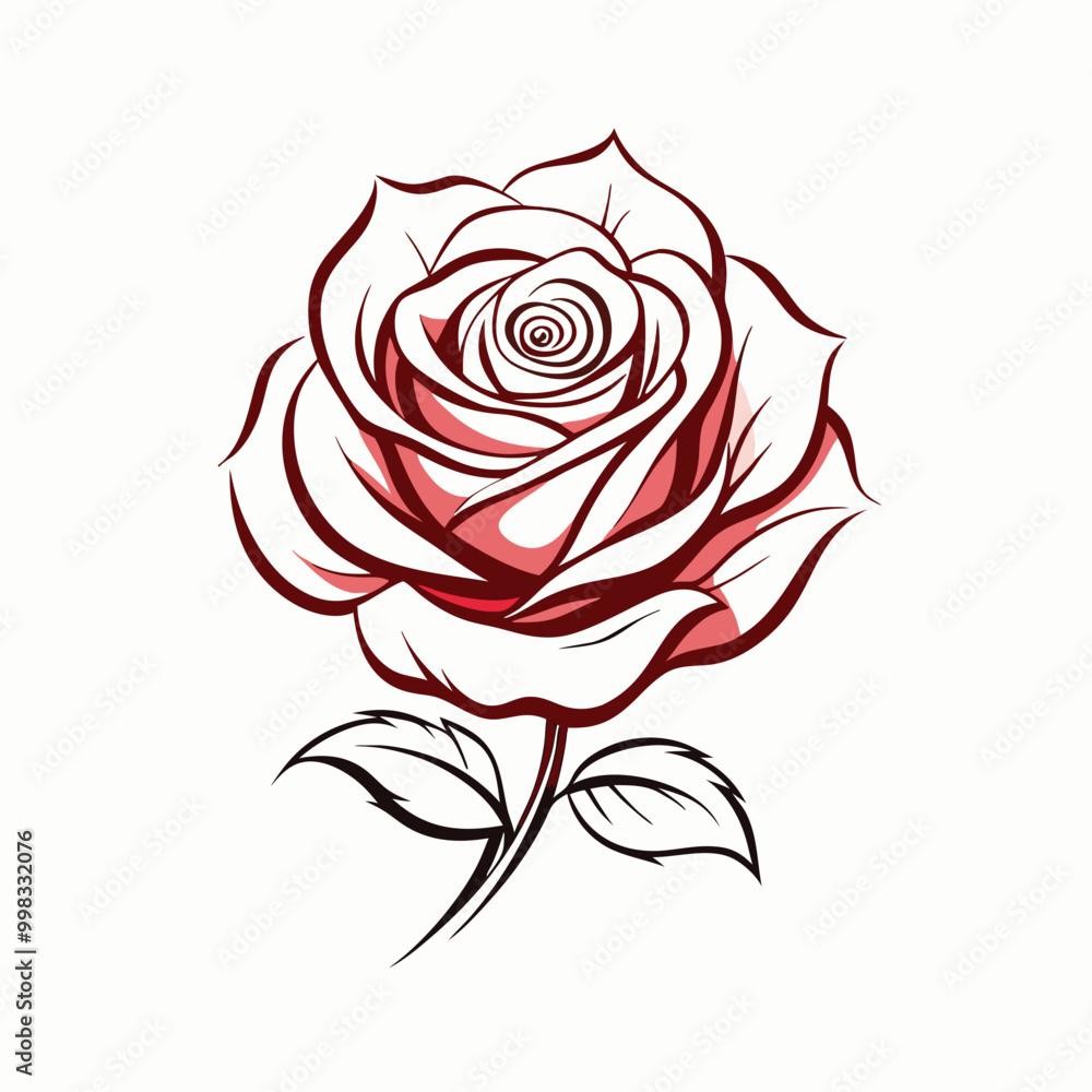 a rose outline vector, isolated on white background a rose outline vector, isolated on white background