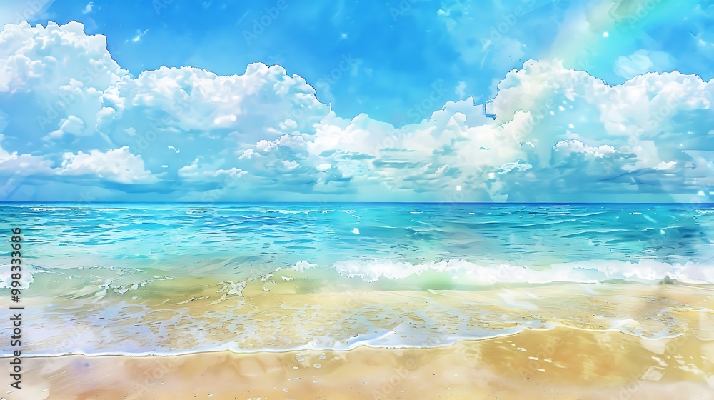 Obraz premium Beautiful Blue Skies with Nature, Bright Moon ,Cloud ,Beach scenery, Tree, night -Anime concept Background