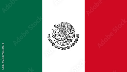 Bandera civil mexicana. Bandera de México con escudo