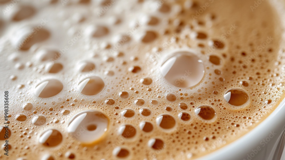 Close-Up of Frothy Coffee Surface with Bubbles in a Cup - Macro Photography of Hot Beverage Foam Close-Up of Frothy Coffee Surface with Bubbles in a Cup - Macro Photography of Hot Beverage Foam