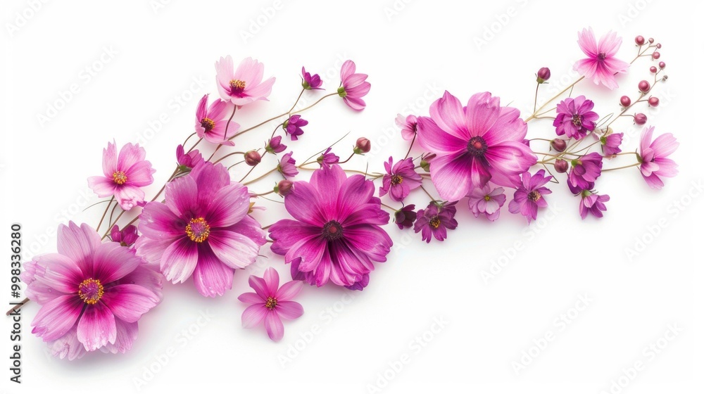 Obraz premium A bouquet of pink flowers with a white background