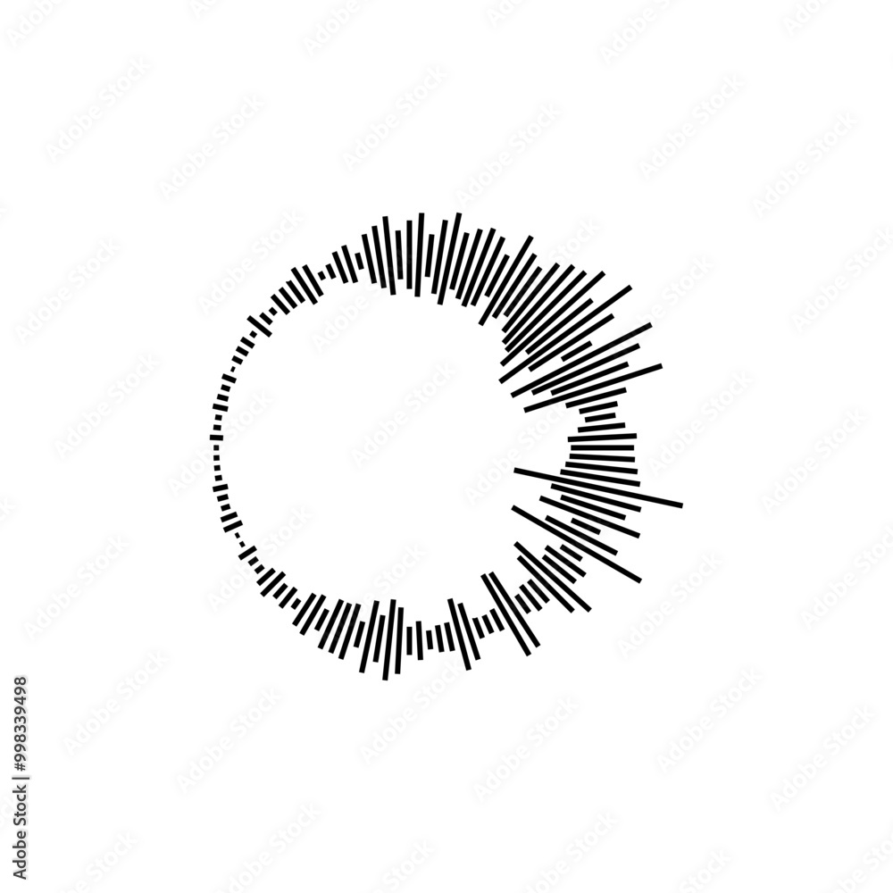 Fototapeta premium Circle sound wave. Audio music equalizer. Round circular icons set. Spectrum radial pattern and frequency frame. Vector design.