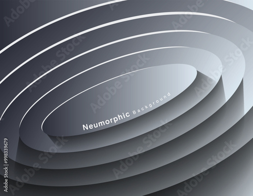 Neumorphic Backgrounds and Backdrops white tone oval pattern Layered, minimal style background, technology illustration, modern and business, template and banner composition for products.