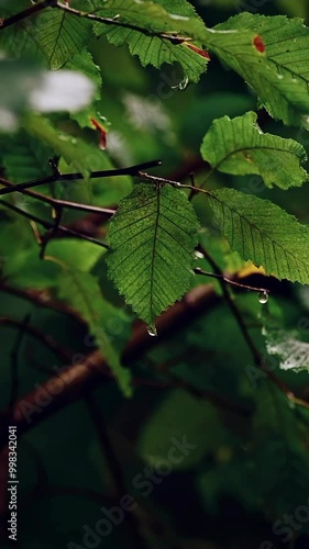 leaves in the rain